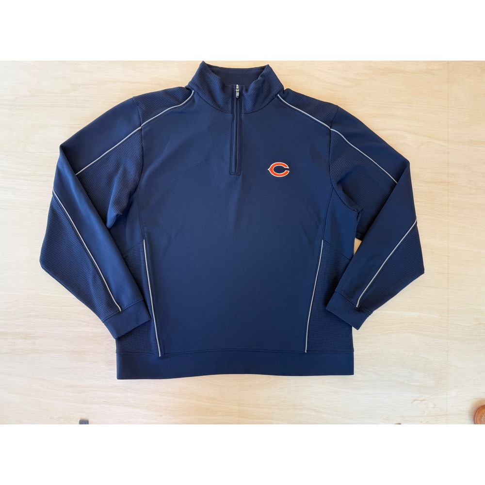Cutter & Buck Chicago Bears Mens Navy Blue CB DryTec Quarter Zip Pullover - XL